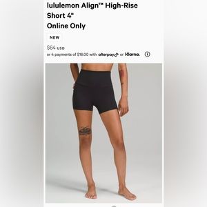 lululemon Align™ High-Rise Short 4" size 8